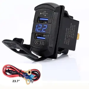 עמיד למים ימי 36 w נדנדה סגנון כפול QC 3.0 USB מטען עם LED דיגיטלי מד מתח & חוט נתיך לרכב סירה הימי טרקטורונים