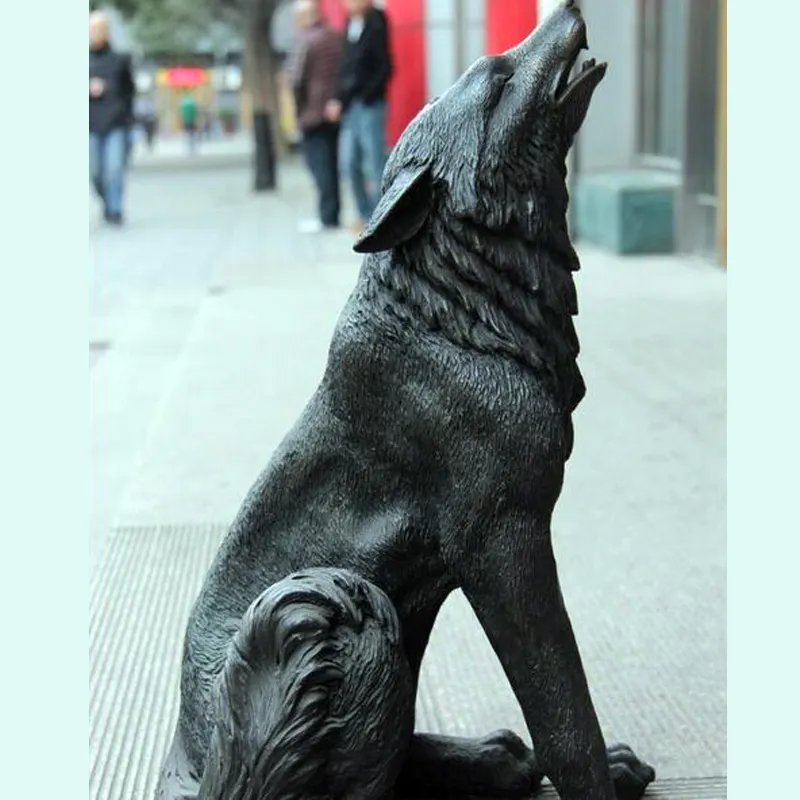 Metal estátua da vida selvagem tamanho da vida bronze escultura lobo para venda