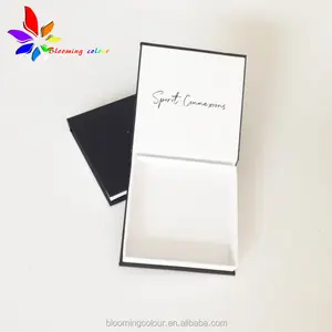 Handmade custom luxury gift bracelet black paper packaging jewelry box with spot- UV