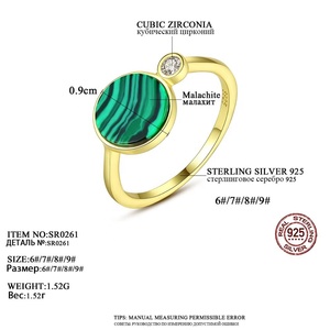 Золотая повязка CZCITY, серебро 925 пробы, малахит, уникальные ювелирные изделия 18 карат, модные ювелирные изделия с покрытием, женское дизайнерское кольцо - Product Image 2