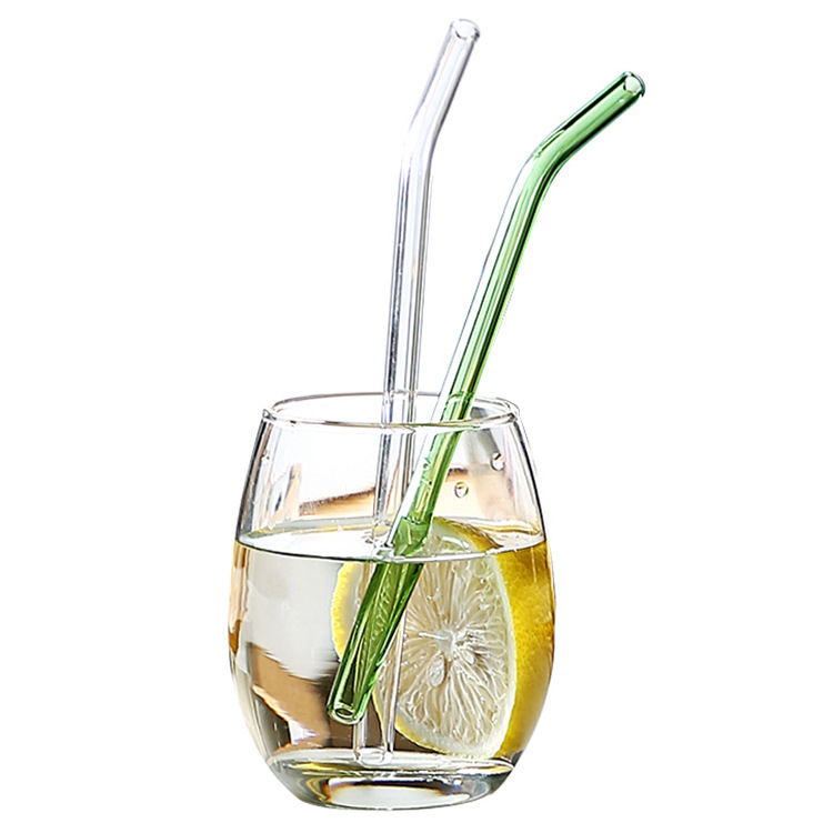Wholesale party antique reusable borosilicate smoothie bend color glass straws
