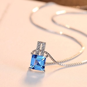 CZCITY, gran oferta, collar de cristal de Topacio azul claro a la moda para mujer, joyería fina de Plata de Ley 925 - Product Image 5