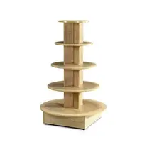 Custom freestanding 5 tier mdf di legno rotondo tabella di visualizzazione/esposizione del negozio di arredamento/mobili per negozio di visualizzazione torre