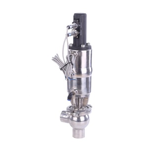 SS316L sterilisasi sanitasi Food Grade aseptik baja tahan karat lasan <span class=keywords><strong>LL</strong></span> pengalih kursi katup pembalik dengan aktuator pneumatik - Product Image 1