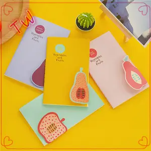 Cartoon nette schule schreibwaren für kinder, kleine moq günstige preis oem custom werbung fruit design papier notebook