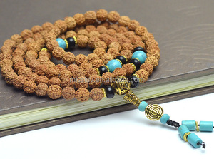 Bracelet de prière bouddhiste <span class=keywords><strong>tibétain</strong></span> et Bodhi, bijou de Vajra, avec perle turquoises, collier Mala, 108 - Product Image 3