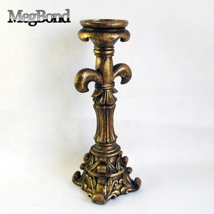 Harz Fleur de Lis Kerzenhalter, Tisch dekoration Glasfaser Antik Gold künstlerische romantische Modellierung Kerzenhalter