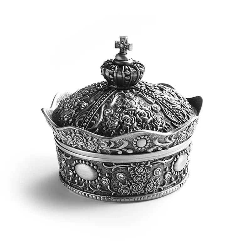 Classic exquisite Carved Rose Pattern zinc alloy jewelry box, custom-made metal retro jewelry box