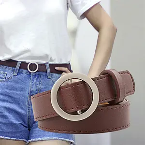 H-J101 패션 여성 가죽 벨트 드레스 & 청바지 클래식 라운드 beltBuckle