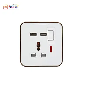Widely Use PC Electroplate Multi 13A Switch Socket With Neon