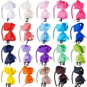 4 inç el yapımı düz yay Hairband şerit düğüm sabit yay kafa bandı çocuklar için