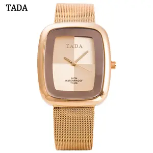 Tada Brand Luxury Lady Charm Watches Square Dial Mesh Stainless Steel Waterproof Elegant Simple Fashion Women Quartz Wrist Watch