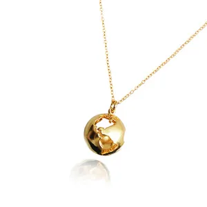 Gemnel fashion 925 sterling silver simple fashion jewelry earth pendant map necklace