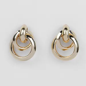 Wholesale Fashion Jewelry Plated Charm Stud Earrings Gold Metal Women Zinc Alloy Party Earrings AAA Gold Color 1 Pair/opp CN;ZHE