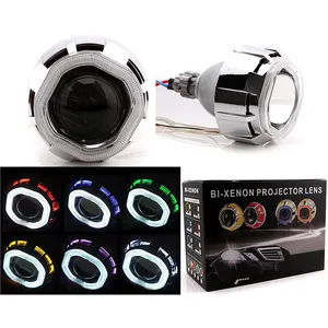 2.5 inç H1 H4 H7 araba led far kiti ccfl çift melek gözler HID ampuller Xenon BI led projektör lens ücretsiz kargo