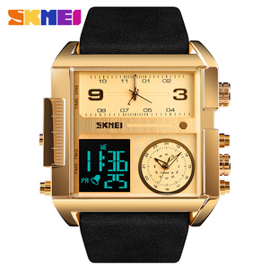 <span class=keywords><strong>Skmei</strong></span> — montre-bracelet numérique en cuir, couleur or, pour hommes, grand cadran, étanche, nouveau design à la mode, 3 fois, <span class=keywords><strong>1391</strong></span> - Product Image 3