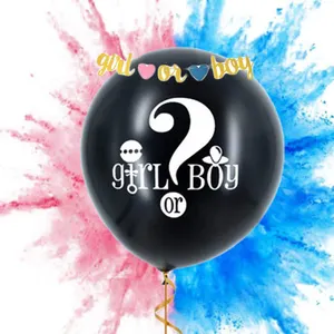 Bebek duş cinsiyet Reveal parti malzemeleri süslemeleri mavi pembe konfeti 36 inç siyah cinsiyet Reveal balon