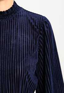 Alibaba Chine Haute Qualité Femmes de Chemise Mandarian Col Long Smocks Manches <span class=keywords><strong>Marine</strong></span> <span class=keywords><strong>Bleu</strong></span> Blouse Pour L'hiver - Product Image 6