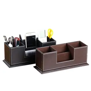 Custom Multifunctional Leather Desk Organizer Desktop stationery set office