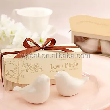 Personalized Love Birds design Ceramic Salt & Pepper Shakers