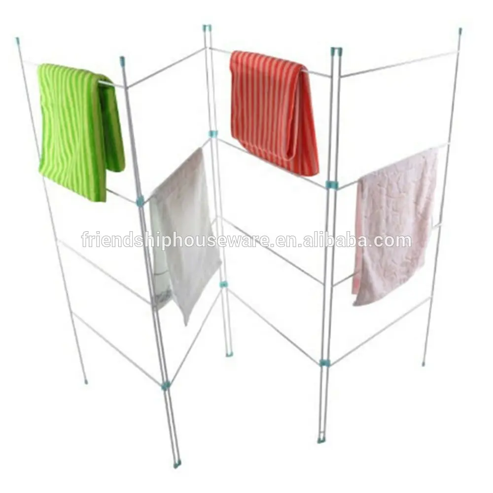 Manufacturer Sturdy Steel Traditional 4 Sections Folding Clothes Laundry Airer Dryer