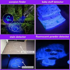 Uv 100 Led Flashlight Hot Sale Black Light Torch Powerful Ultra Violet 10 Watt 395Nm Ultraviolet UV 100 LEDs Flashlight