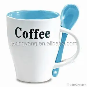 Promoção costume impresso canecas de café com colher, impressos dentro da caneca design suas próprias canecas de viagem