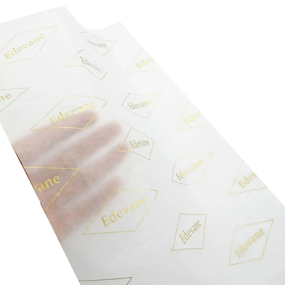 Papel de embalagem de logotipo do ouro personalizado, papel branco do tecido para a caixa de sapatos