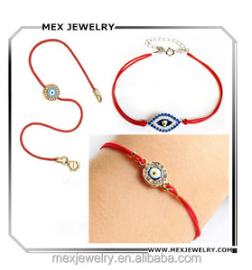 Braccialetto fatto a mano con filo rosso e occhio turco di <span class=keywords><strong>Istanbul</strong></span> placcato <span class=keywords><strong>oro</strong></span> - Product Image 1