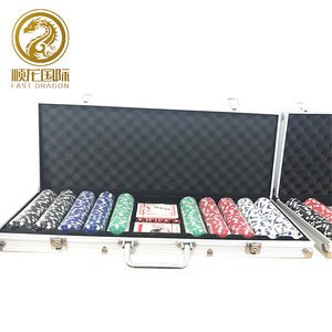Négociation 300 pcs <span class=keywords><strong>1</strong></span> boîtier en aluminium + <span class=keywords><strong>1</strong></span> distributeur puce 2 cartes à jouer 5 rouge dés Poker Chips Set - Product Image 3