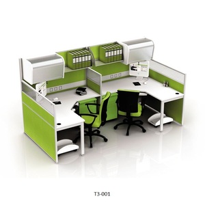 Meubles de bureau, poste de travail de bureau pour 3 personnes, cubicle en bois, poste de travail modulaire à <span class=keywords><strong>2</strong></span>, 4, 6 voies, bureau d'ordinateur pour employé de bureau - Product Image 2