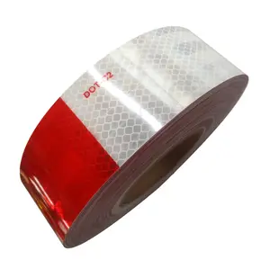 चिंतनशील टेप लाल सफेद DOT-C2 उच्च चमक रेट्रो चिंतनशील टेप माइक्रो प्रिज्मीय परावर्तक 7 ''सफेद x 11'' लाल 6 ''x 6''
