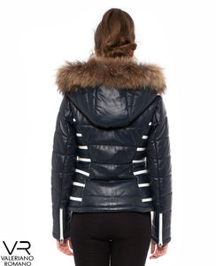 Chaqueta de cuero genuino azul oscuro para hombre 2015 Abrigo de suministro OEM - Product Image 2