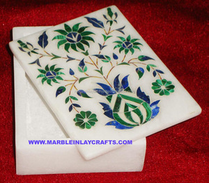 Cajas de joyería con incrustaciones de mármol blanco, caja de joyería con incrustaciones de mármol - Product Image 1