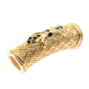 金银镀微铺 CZ 长管形状黄铜金属魅力为珠宝手镯圆管魅力珠 DIY 珠宝