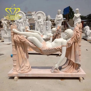 Outdoor jardim paisagem decoração design mármore estátua artesanal outdoor pedra artesanato arte escultura de uma mulher nua deitada - Product Image 6