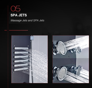 <span class=keywords><strong>Columna</strong></span> de <span class=keywords><strong>ducha</strong></span> LED de pared Pantalla de temperatura para <span class=keywords><strong>ducha</strong></span> de lluvia, cascada, <span class=keywords><strong>ducha</strong></span> de mano, masaje de chorro, juego de grifos mezcladores de <span class=keywords><strong>tres</strong></span> manijas - Product Image 6