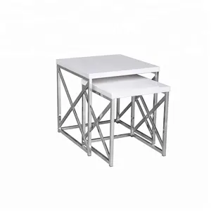 simple design wooden side table nesting tables with chrome frame