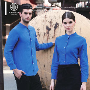 カスタムレストランホテル綿50% 男性と女性にフィットしたキッチンジャケット白い生地長袖シェフコートイタリアンシェフユニフォーム - Product Image 4