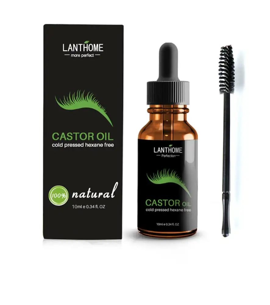 LANTHOME 100% Pure Cold Pressed Eyebrow Eyelash Extension Serum Natural Organic Castor Oil 10ml