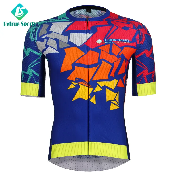Breathable Lightweight Mesh Fabric Custom Team Colorful Design Cycling Clothing For Men