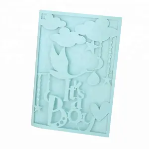 Carte d'invitation de baptême de décoration de douche de bébé pour garçons <span class=keywords><strong>et</strong></span> filles découpée au laser - Product Image 1
