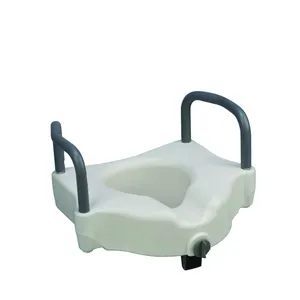 Raised toilet seat with armrest