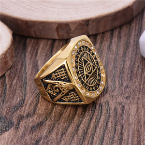 EXW Prezzo Mens 316L In Acciaio Inox Monili Della Fascia con Europei e Americani Campione Occhi Oro Massonico angel devil eye <span class=keywords><strong>anello</strong></span> - Product Image 3