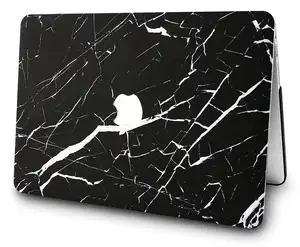 Caixa do portátil do mármore preto personalizado para macbook pro 13 "com/sem barra de toque, capa dura de plástico do concha