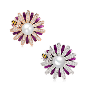 Coreano abeja flor perla broche de circonio de seda de alta-calidad hebilla de bufanda de doble broche-cobre broche mujeres <span class=keywords><strong>ropa</strong></span> accesorios - Product Image 1