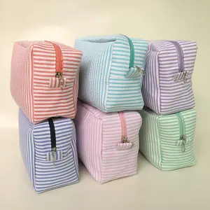 Toptan gofre kozmetik kumaş makyaj çantası kadın tuvalet seyahat çantası 6 renkler kılıfı hediye makyaj çantası