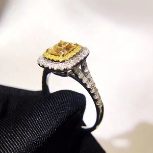 Custom 18k White Gold <strong>Wedding</strong> <strong>Ring</strong> <strong>Cushion</strong> Cut Yellow Moissanite <strong>Ring</strong> - Product Image 4
