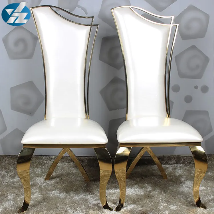 Modern gold stainless wedding dining banquet chairs with high back for sale
