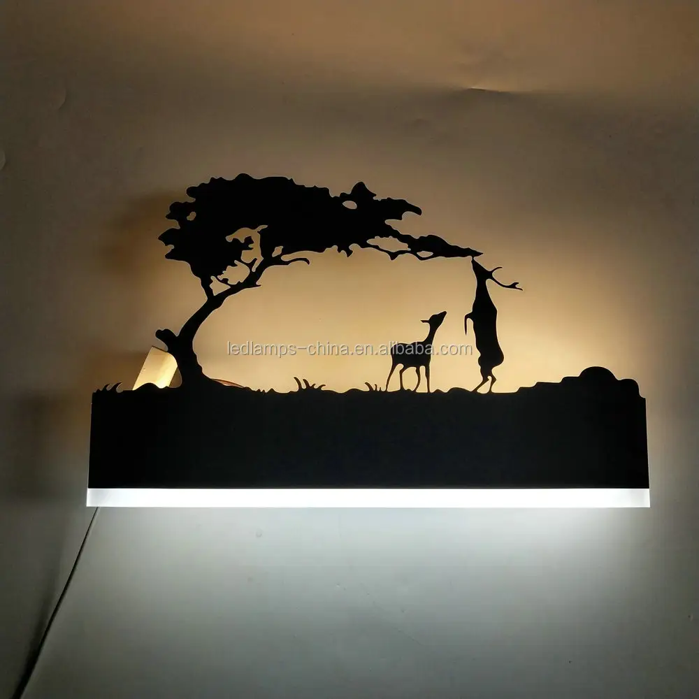 家の備品のための壁取り付け用燭台壁ライト2鹿の木の写真壁取り付け装飾寝室モダンな屋内高級ホテルLEDウォールランプ